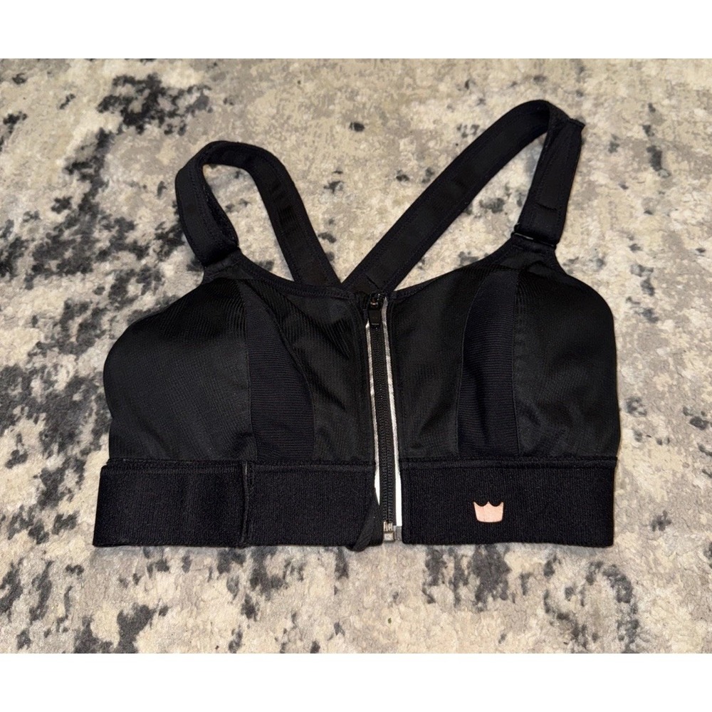 Shefit Ultimate Sports Bra Black High Impact Front Zip Size Small Womens Adjusts